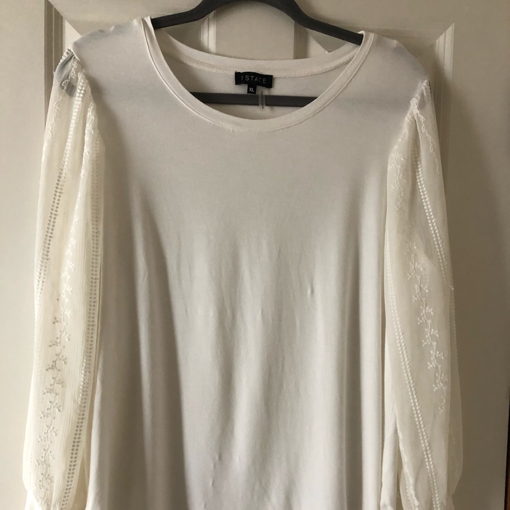 1STATE Top with Sheer Bubble Sleeve